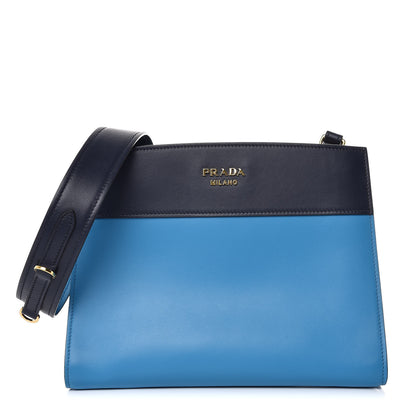 Prada City Calf Colorblock Bibliotheque Shoulder Bag Celeste Baltico 1 of 8