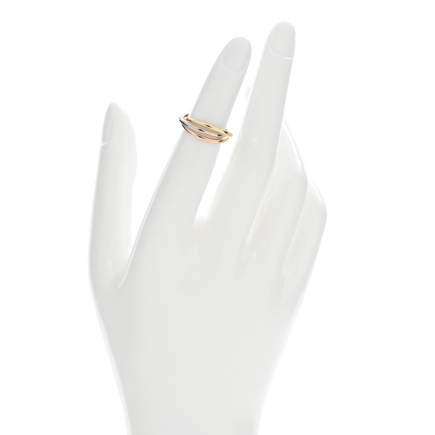 Cartier 18K Pink Yellow White Gold Extra Small Trinity Ring 48 4.5 2 of 5