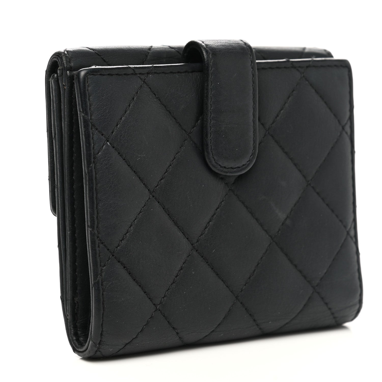 Chanel Lambskin Quilted Compact Flap Wallet Black 2 of 10