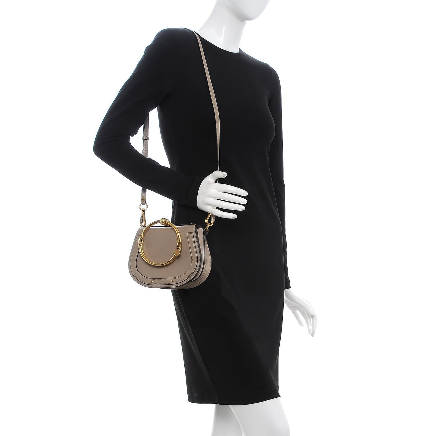 Calfskin Suede Small Nile Bracelet Bag Motty Grey
