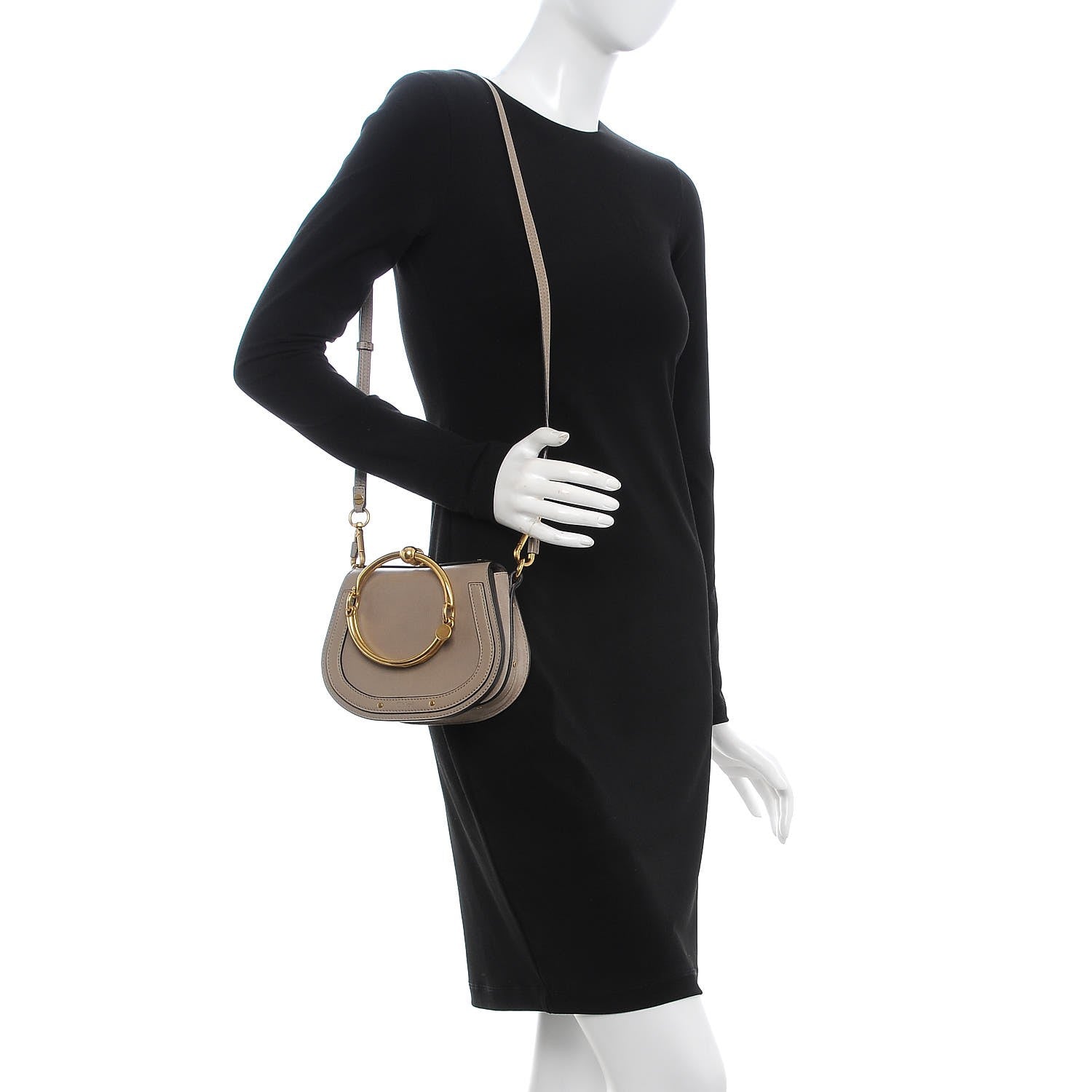 Chloe Calfskin Suede Small Nile Bracelet Bag Motty Grey 2 of 8