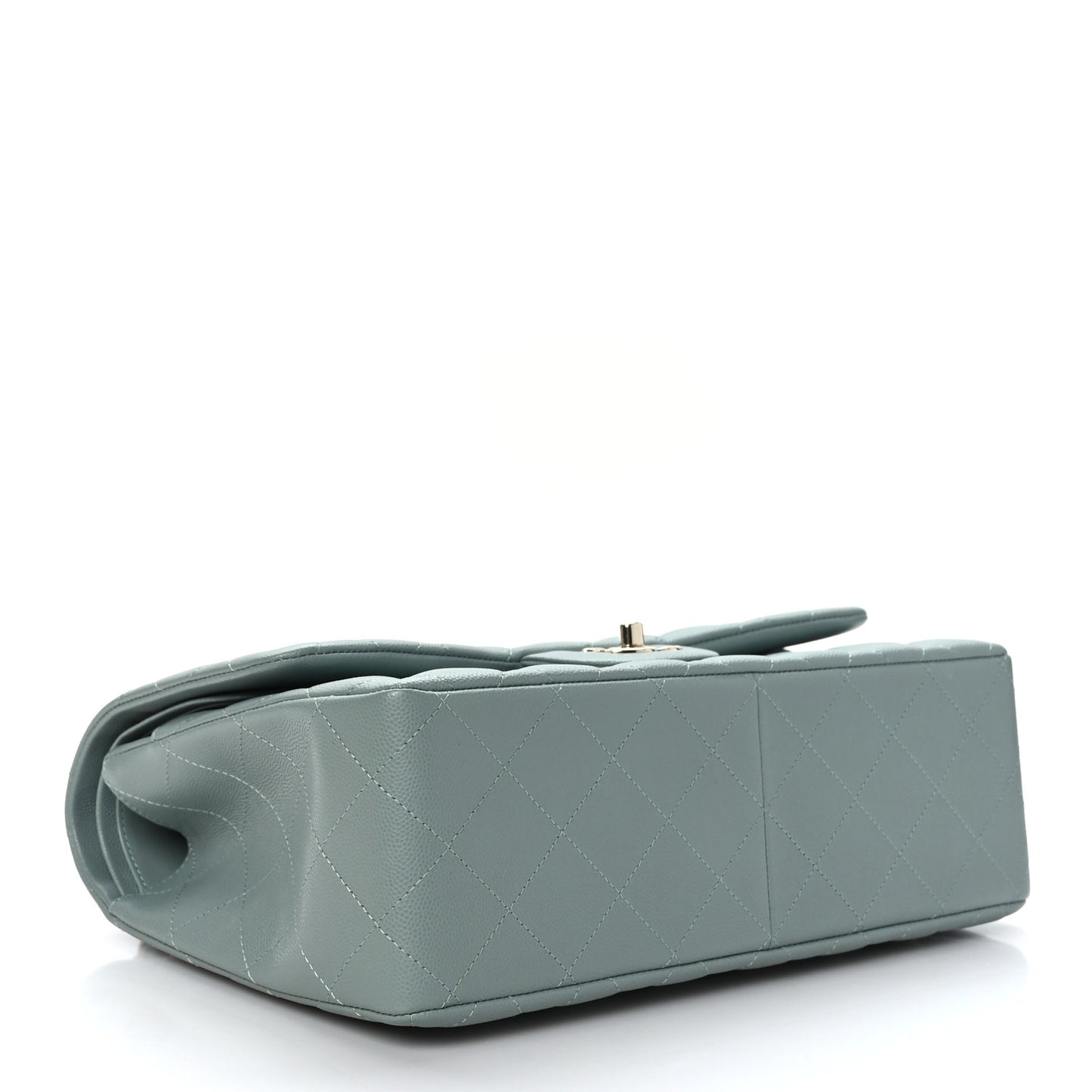 Caviar Quilted Jumbo Double Flap Grey