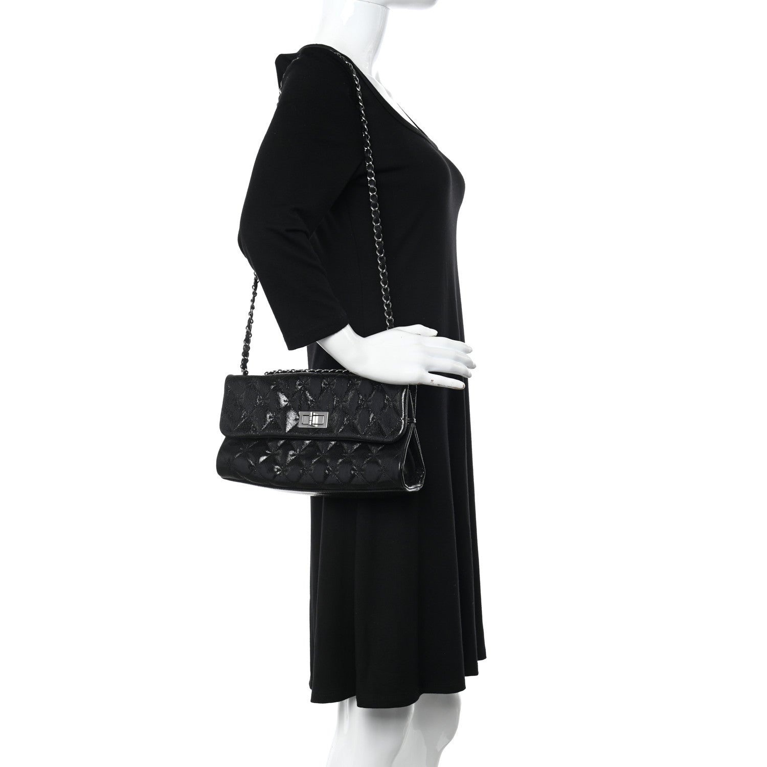 Chanel Glazed Crackled Calfskin Mademoiselle Flap Black 2 of 13