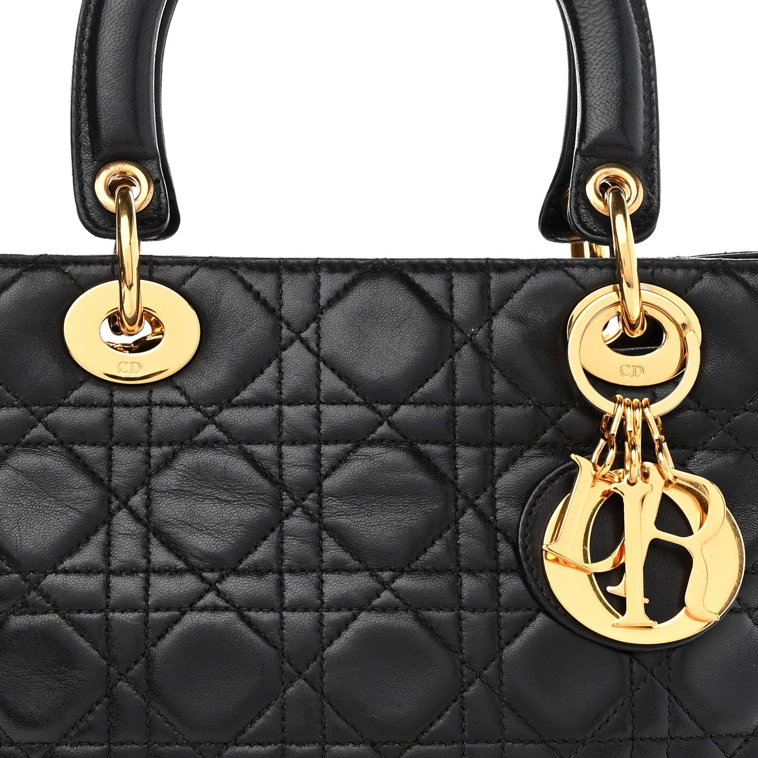 Christian Dior Lambskin Cannage Medium Lady Dior Black 8 of 11