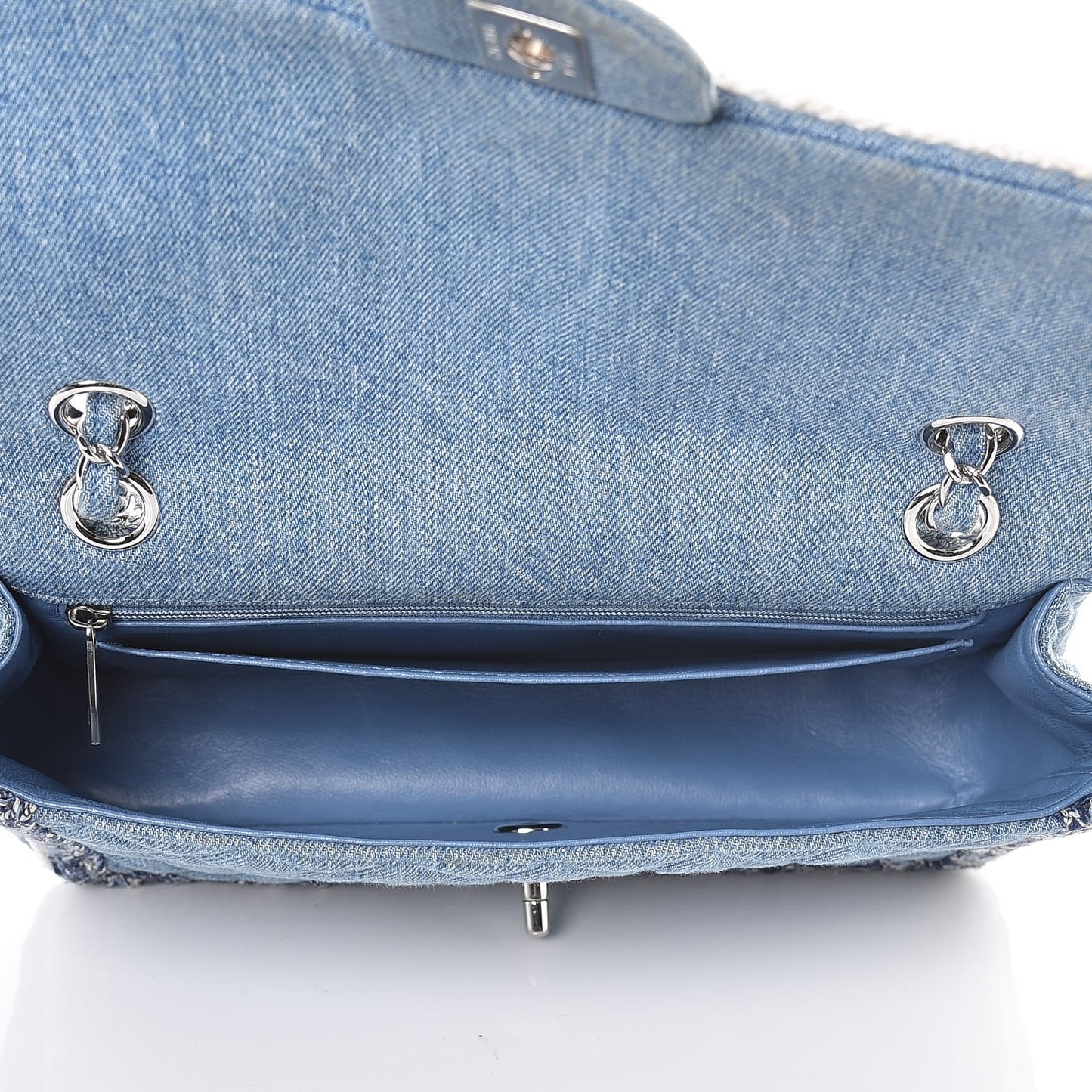 Denim Braided Medium Flap Bag Light Blue