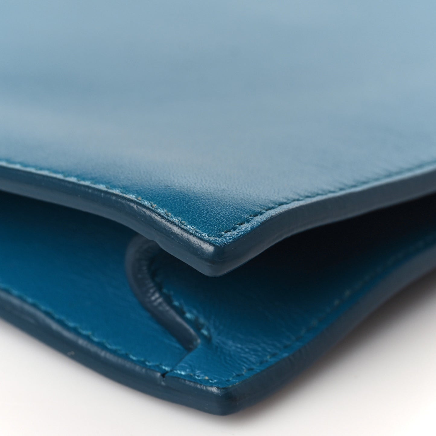 Smooth Calfskin Mini Clasp Bag Teal Blue