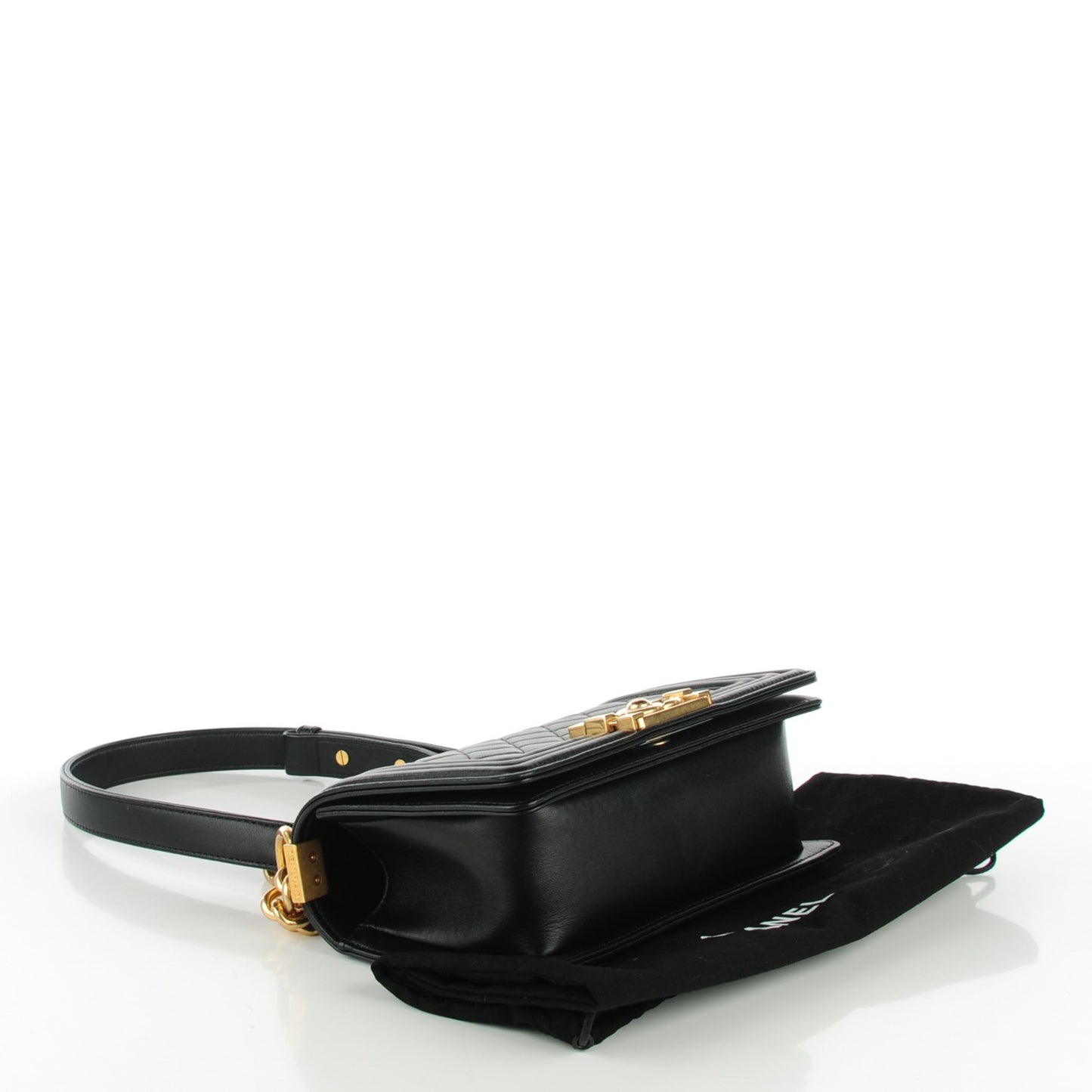 Lambskin Quilted Small Boy Flap Black