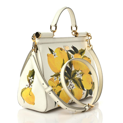 Dolce & Gabbana Dauphine Lemon Print Medium Miss Sicily Satchel White 2 of 8