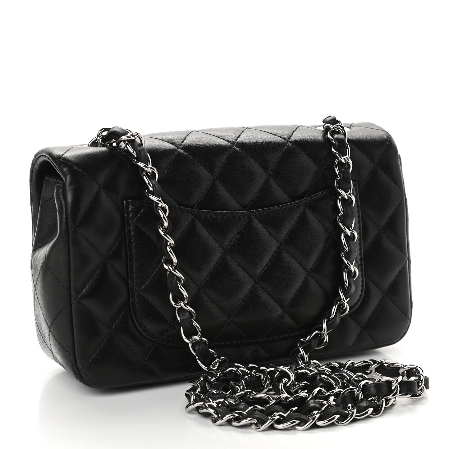 Lambskin Quilted Mini Rectangular Flap Black