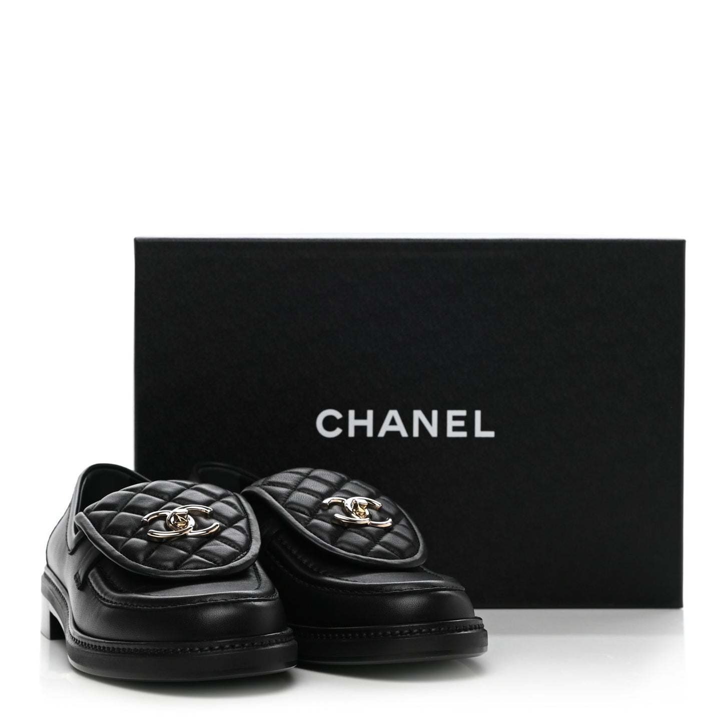 Lambskin Quilted CC Turnlock Loafers 39.5 Black