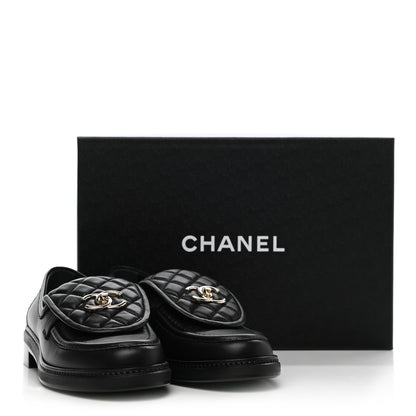 Chanel Lambskin Quilted CC Turnlock Loafers 39.5 Black 9 of 9