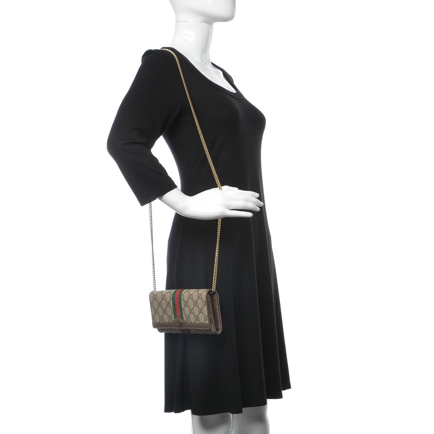 GG Supreme Monogram Web Ophidia Wallet On Chain Brown