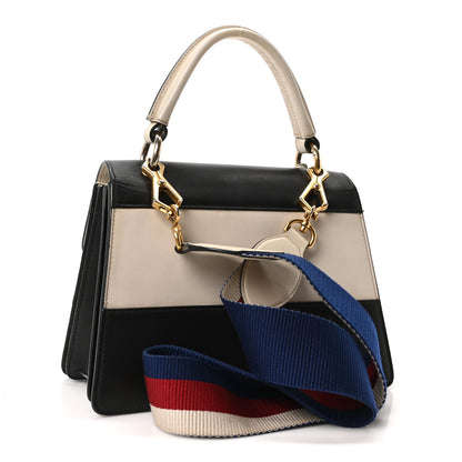 Gucci Calfskin Sylvie Web Small Queen Margaret Top Handle Bag Black White 3 of 10