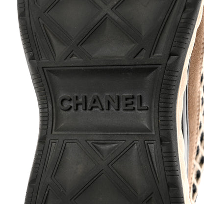 Chanel Suede Calfskin Embroidered CC Sneakers 36 Ecru Light Gray 6 of 12
