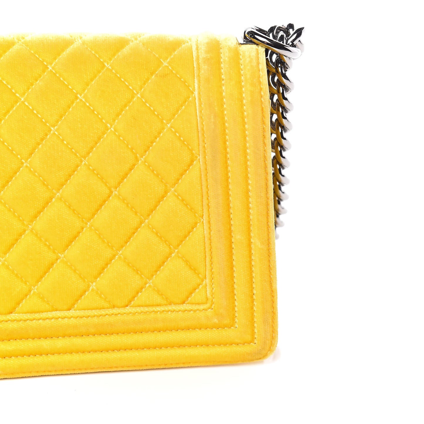 Velvet Quilted Medium Boy Flap Yellow