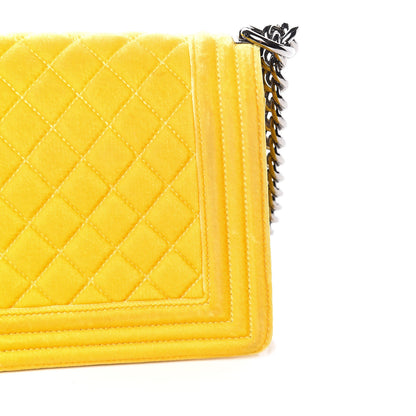 Chanel Velvet Quilted Medium Boy Flap Yellow 16 of 19