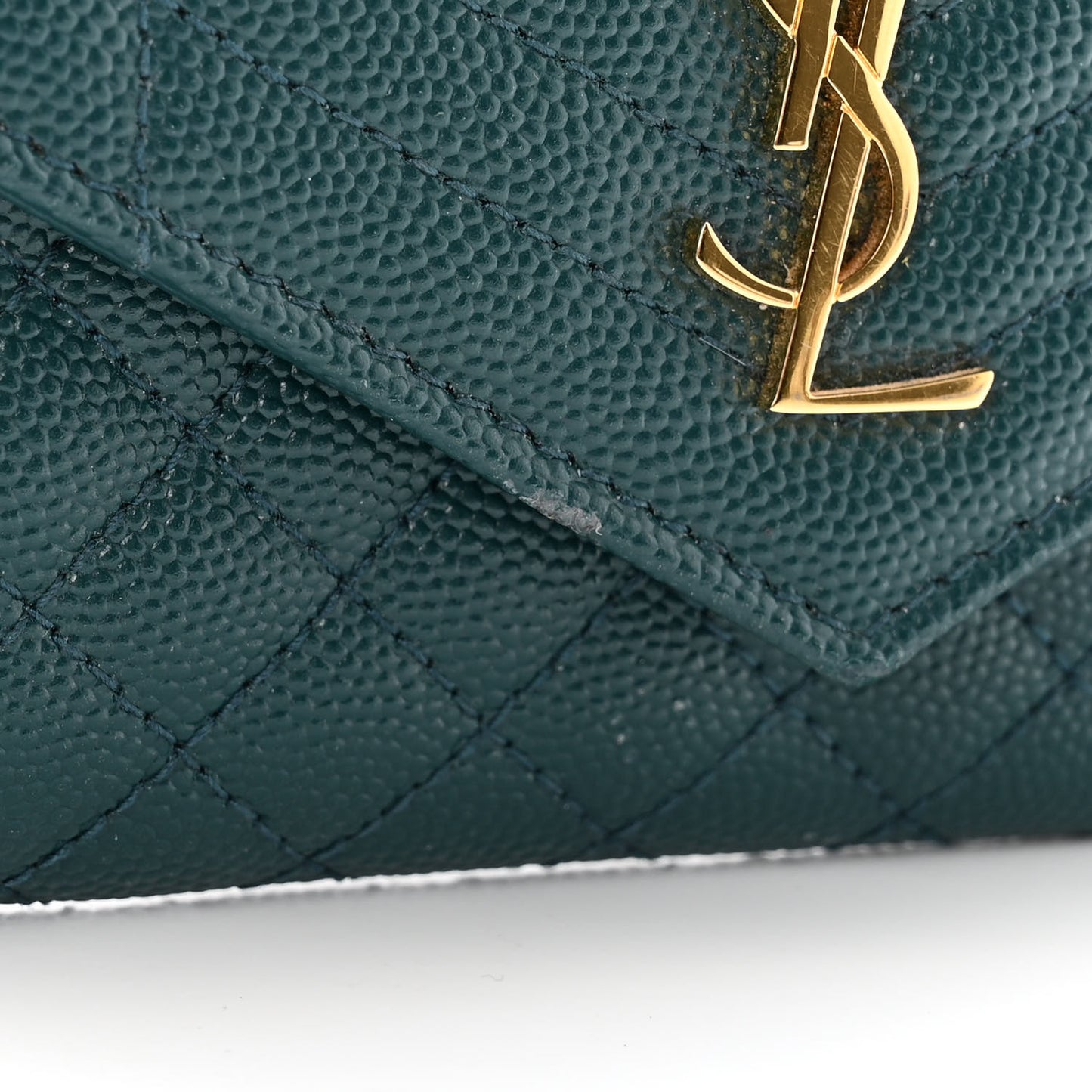 Grain De Poudre Textured Mixed Matelasse Triquilt Small Monogram Envelope Wallet Sea Turquoise