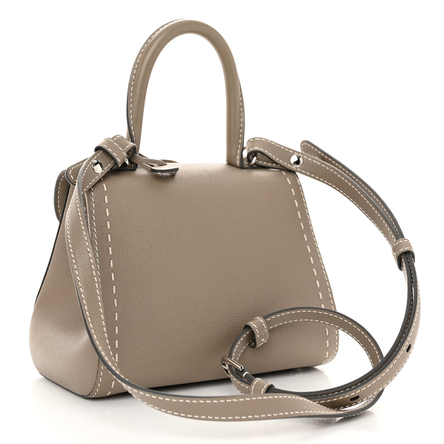 Delvaux Grained Rodeo Calfskin Surpique Mini Brillant Satchel Tourterelle Ivory 3 of 10