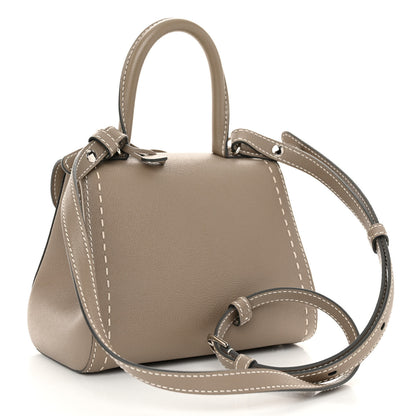 Delvaux Grained Rodeo Calfskin Surpique Mini Brillant Satchel Tourterelle Ivory 3 of 10