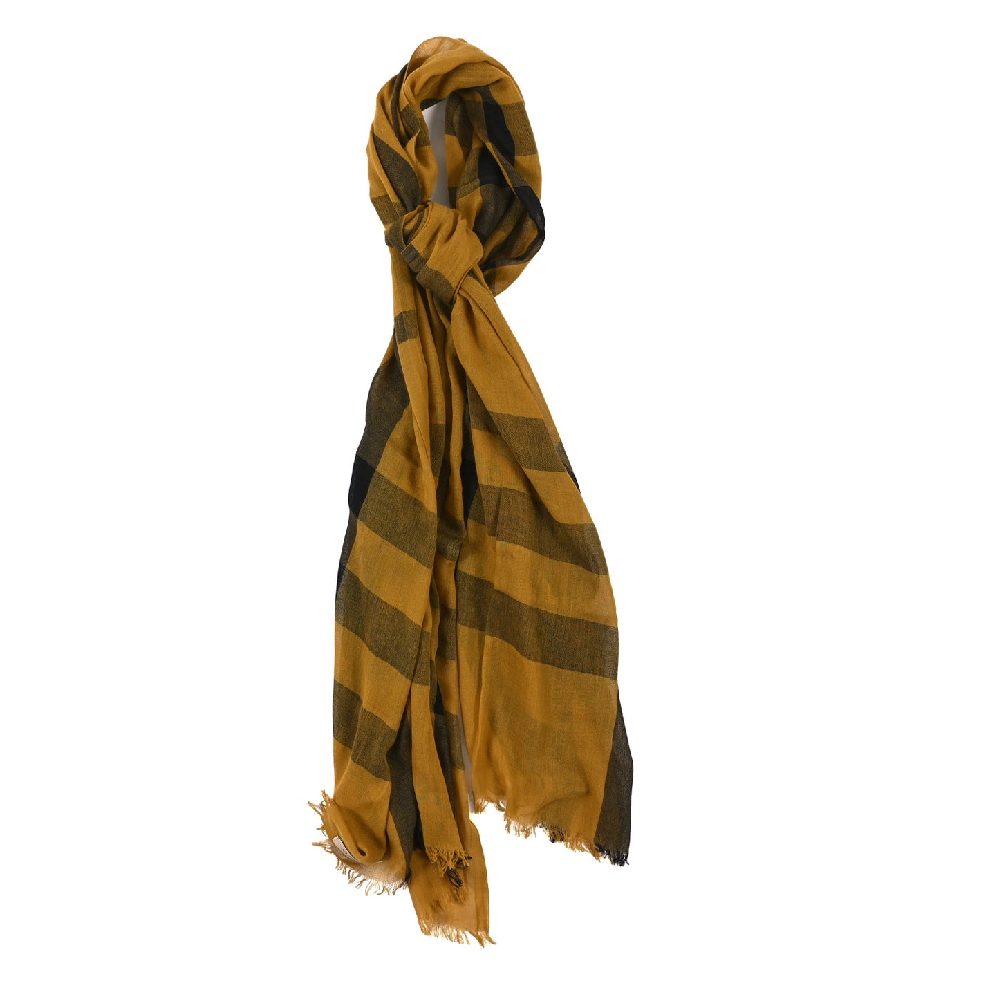 Linen Cotton Mega Check Scarf Yellow