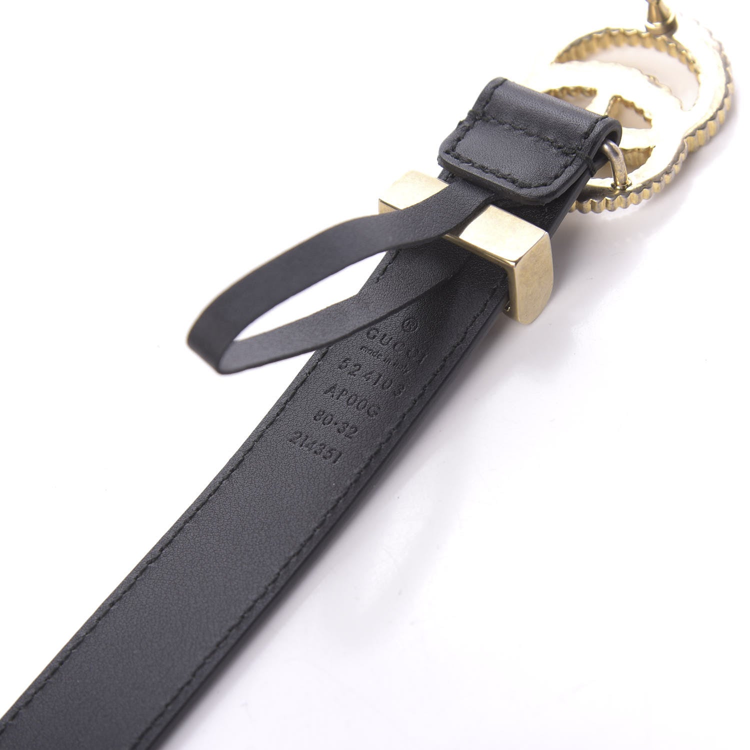 Gucci Moon Calfskin Torchon Double G 25mm Belt 80 32 Black 7 of 9