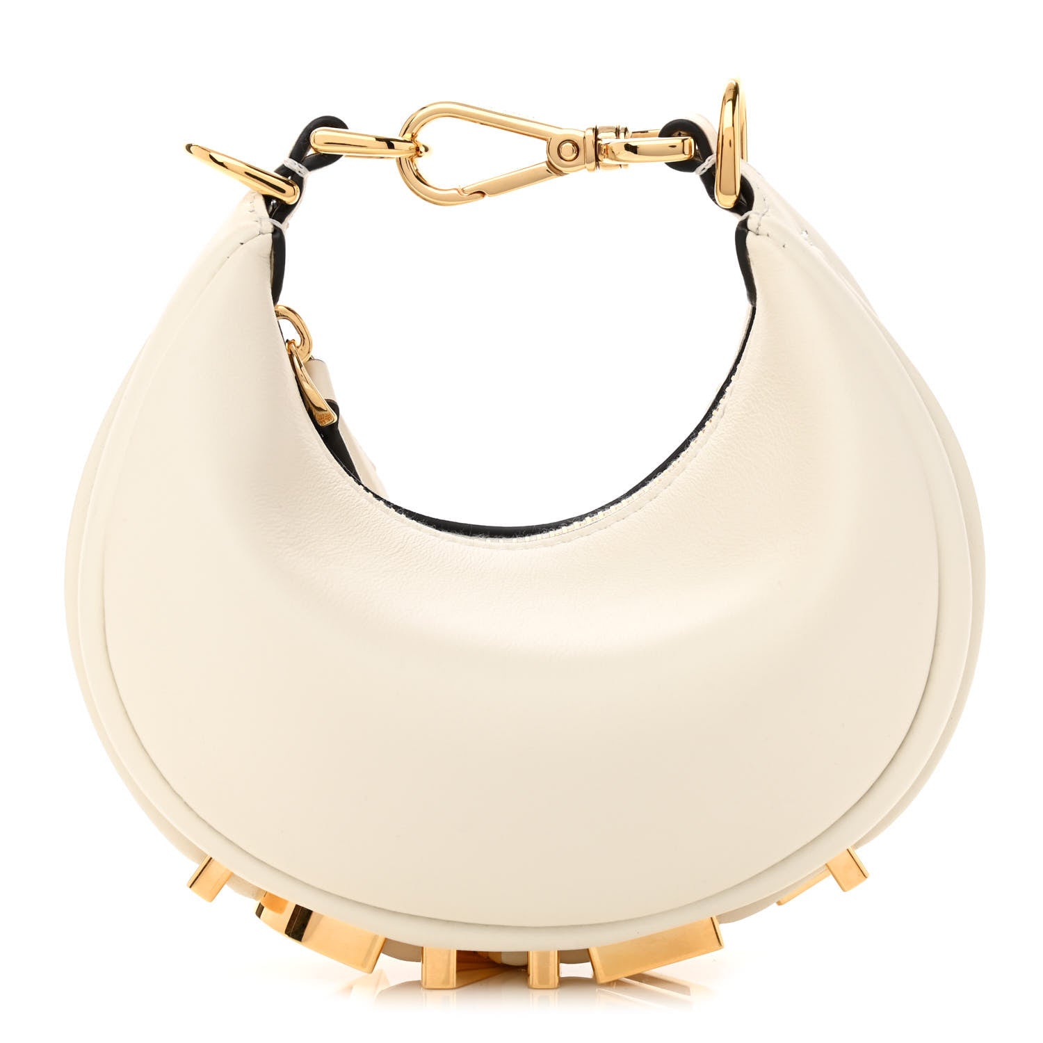 Fendi Vitello Grace Matte Nano Fendigraphy Hobo Charm White Ice 1 of 10