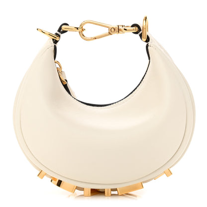 Fendi Vitello Grace Matte Nano Fendigraphy Hobo Charm White Ice 1 of 10