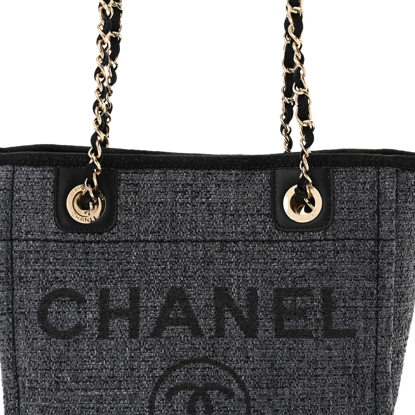 Lurex Boucle Mini Deauville Tote Black