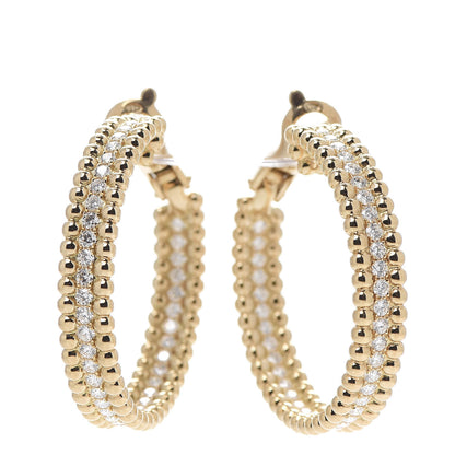 Van Cleef & Arpels 18K Yellow Gold Diamond Perlee Hoop Earrings 1 of 6