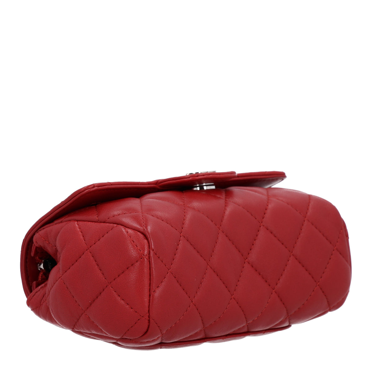 Lambskin Quilted Flap Cosmetic Case Red