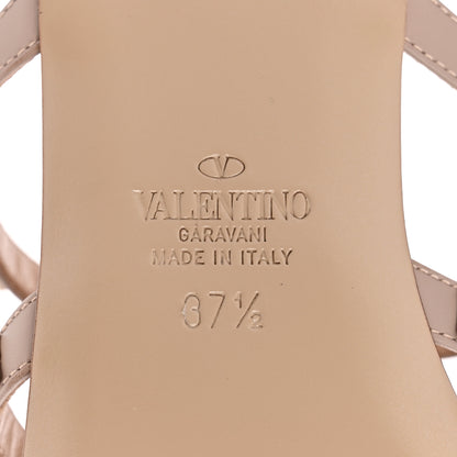 Valentino Garavani Pebbled Calfskin Rockstud Flat Cage Mules 37.5 Poudre 6 of 16