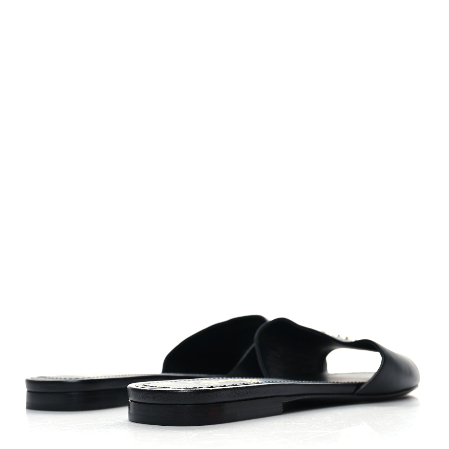 Chanel Lambskin Pearl CC Sandals 38.5 Black 4 of 8