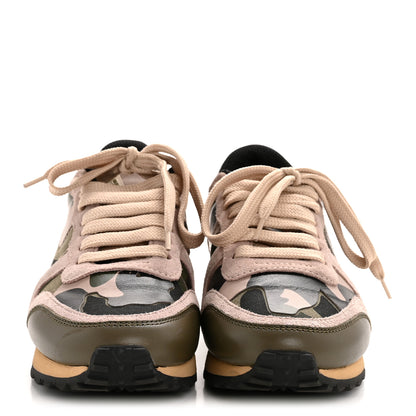 Valentino Garavani Nappa Suede Camouflage Womens Rockrunner Sneakers 35.5 Army Green 3 of 11