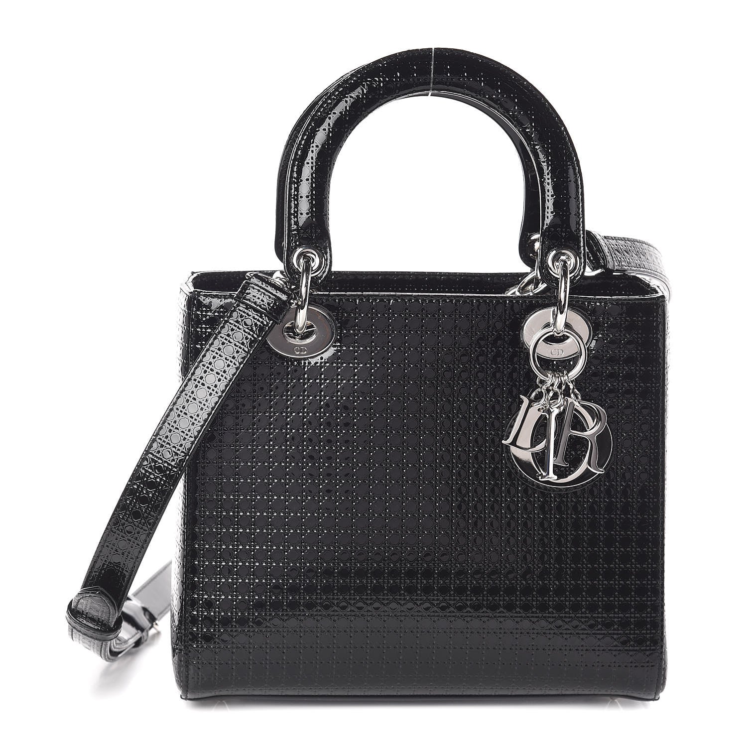 Christian Dior Patent Micro-Cannage Medium Lady Dior Black 1 of 9