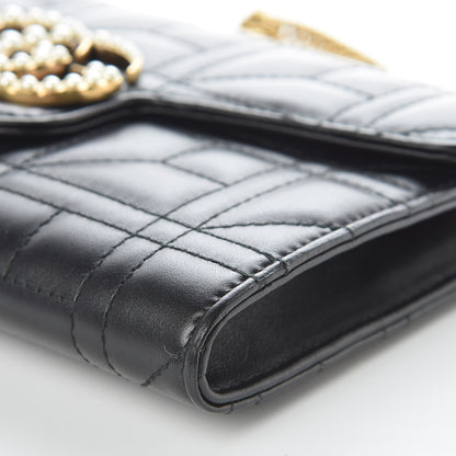 Gucci Calfskin Matelasse Mini Pearly GG Marmont Chain Wallet Black 14 of 14