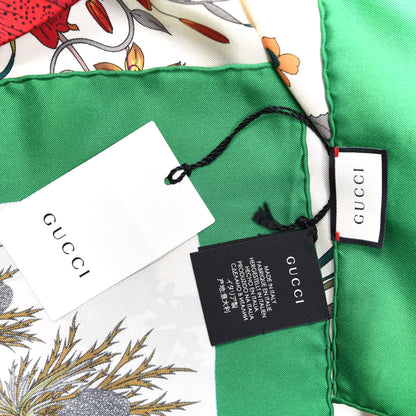 Gucci Silk Flora Gothic Square Scarf Ivory Dark Green 5 of 5