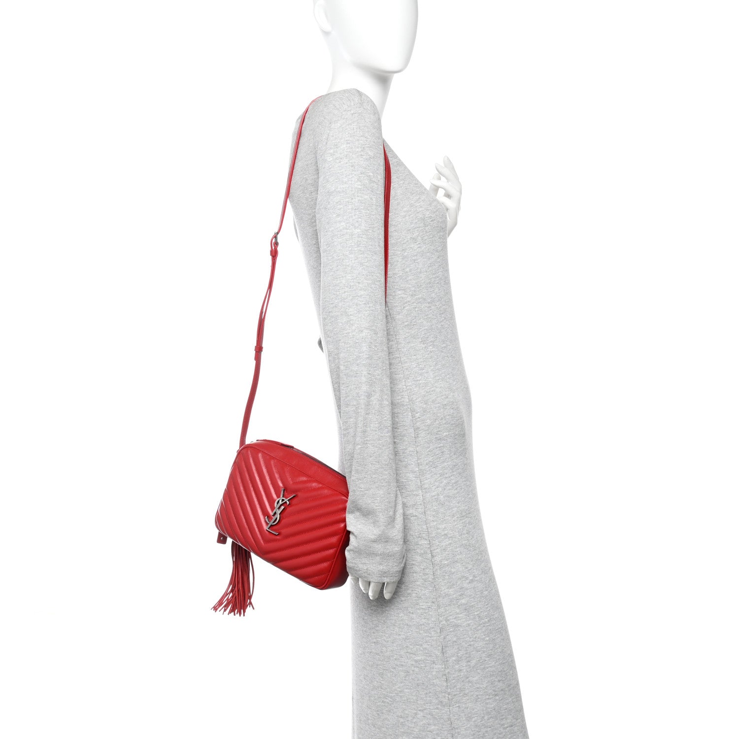 Saint Laurent Calfskin Matelasse Monogram Lou Camera Bag Rouge Eros 2 of 11