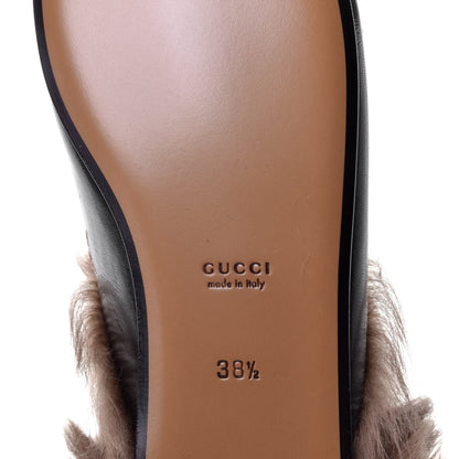 Gucci Goatskin Fur Bee Star Embroidered Womens Princetown Slippers 38.5 Black 6 of 8