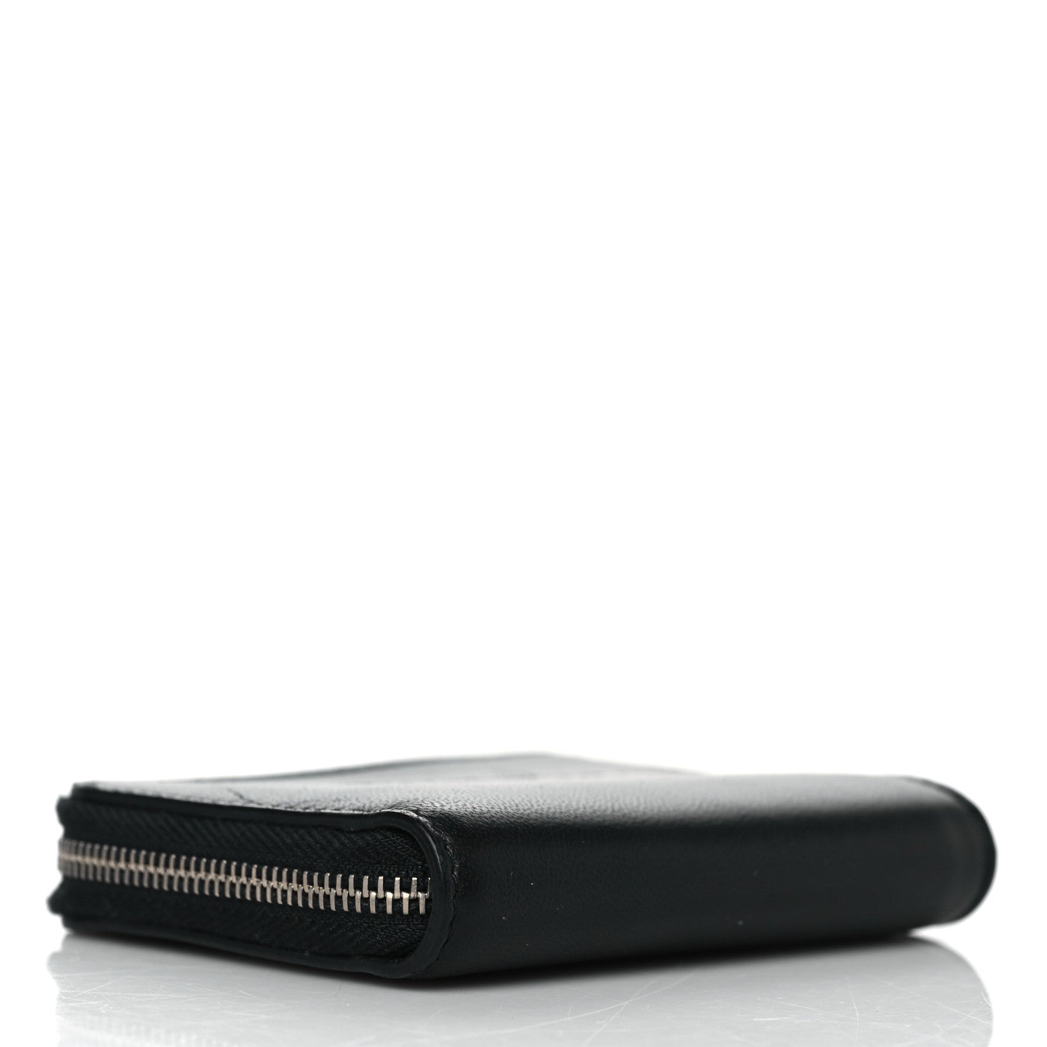 Balenciaga Calfskin Perforated Logo Zip Compact Wallet Black 4 of 9