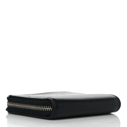 Balenciaga Calfskin Perforated Logo Zip Compact Wallet Black 4 of 9