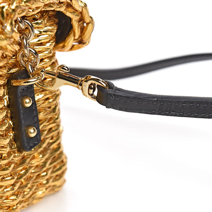 Dolce & Gabbana Metallic Coated Woven Raffia Shoulder Bag Gold 11 of 14