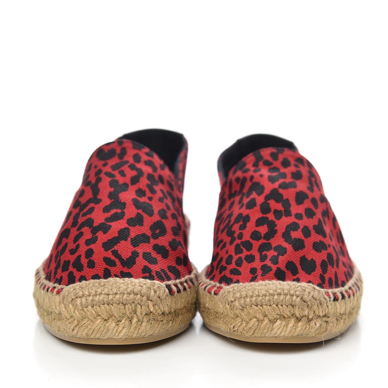 Saint Laurent Canvas Leopard Print Espadrilles 37 Red Black 2 of 9