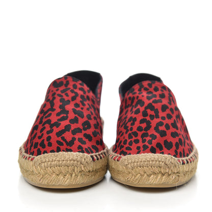 Saint Laurent Canvas Leopard Print Espadrilles 37 Red Black 2 of 9