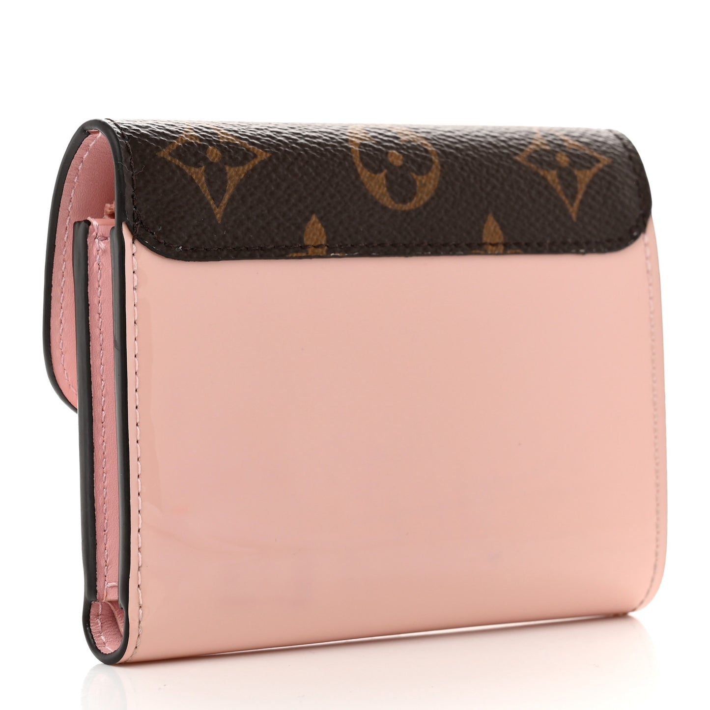 Patent Calfskin Monogram Cherrywood Compact Wallet Rose Ballerine