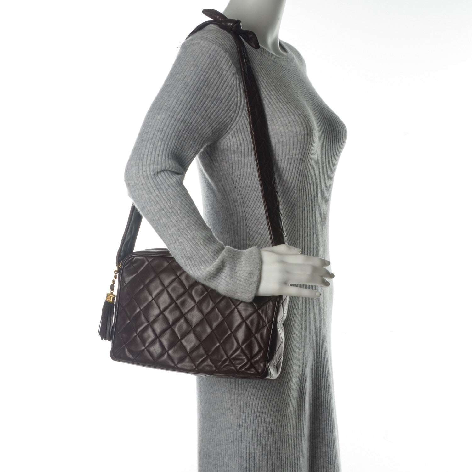 Chanel Lambskin Quilted Tassel Camera Case Brown 2 of 8
