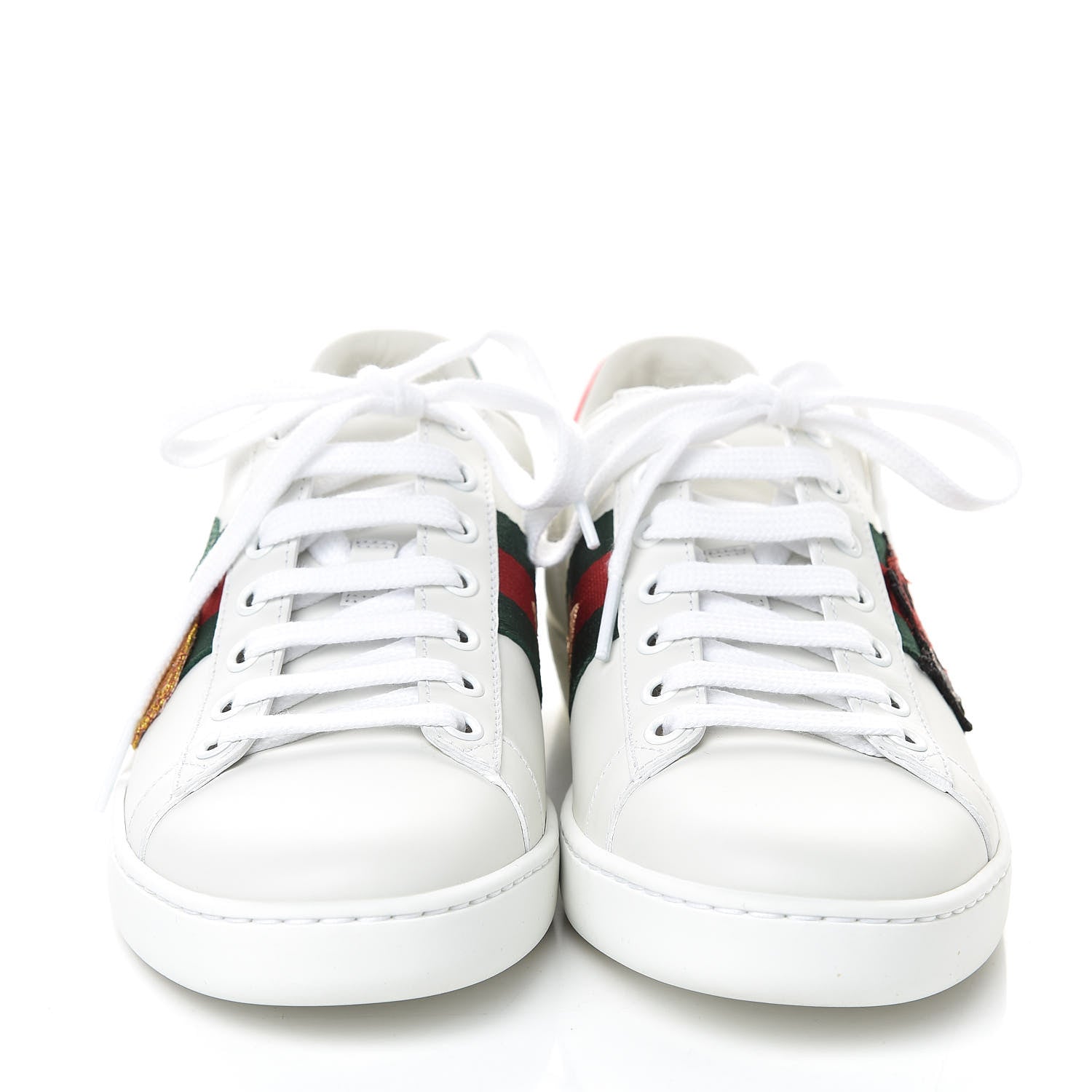 Gucci Calfskin Ayers Web Pineapple Ladybug Embroidered Womens Ace Sneakers 37 White 2 of 8