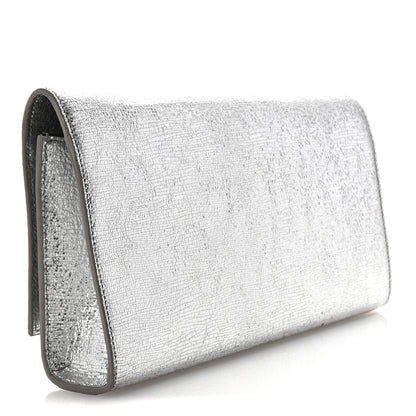 Saint Laurent Textured Metallic Calfskin Classic Monogram Cassandre Clutch Silver 3 of 6