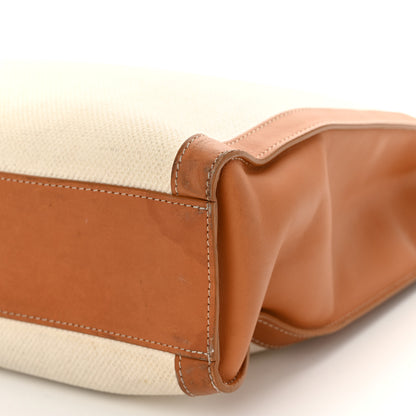 Celine Canvas Calfskin Logo Print Vertical Cabas Natural Tan 10 of 14