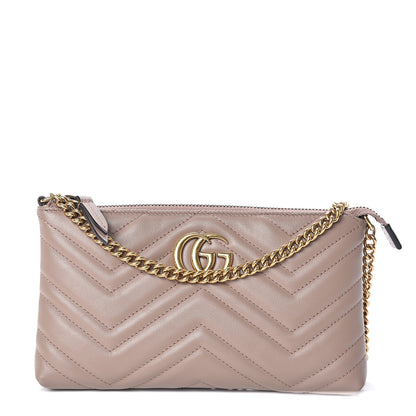 Gucci Calfskin Matelasse Mini GG Marmont Chain Bag Porcelain Rose 1 of 7