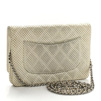 Chanel Perforated Lambskin Quilted Wallet On Chain WOC Beige 3 of 14